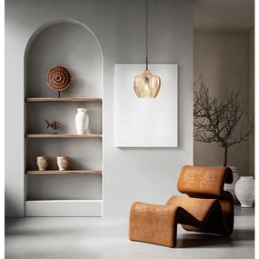 Lampadario Glamour Gallura nero paralume giallo E27 LA MIA LUCE