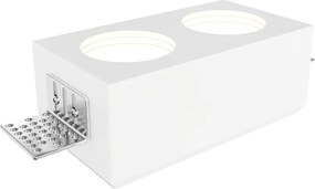 Portafaretto Rettangolare 150x80mm 2xGU10 in Gesso Pitturabile