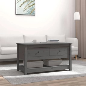 Tavolino Da Salotto Grigio 102x49x55 Cm Legno Massello Di Pino /