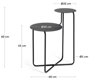 Kave Home - Tavolino Vidalita rotondo in metallo nero 56,5 x 35 cm