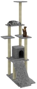 Albero per gatti con tiragraffi in sisal grigio chiaro 155 cm