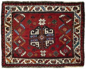 Shiraz Tappeto 60x70 Rosso (Iran) Annodato A Mano