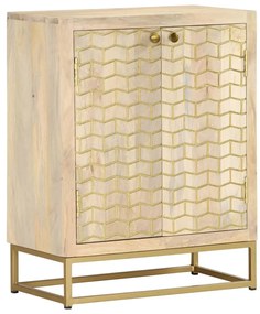 Credenza Con 2 Ante 55x30x70 Cm İn Legno Massello Di Mango /