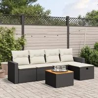 Set Divano da Giardino 6 pz con Cuscini Nero in Polyrattan 3264829