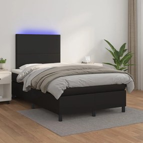 Giroletto A Molle Con Materasso E Led Nero 120x200cm Similpelle /
