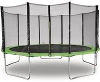 Trampolino Yoopi diametro 4,60 m Verde Con rete + scala + copertura + kit di ancoraggio