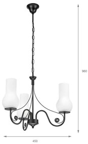 Brilagi - LED Lampadario a sospensione con catena COTTAGE 3xE14/40W/230V nero/bianco