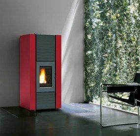 Palazzetti Martina Idro Lux 10 Stufa ermetica a Pellet Ecofire Ad Acqua con top in ghisa e acciaio Rosso