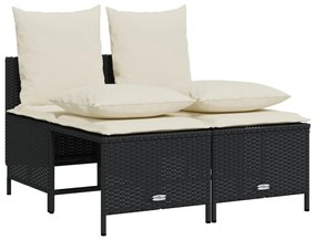 Set divani da giardino 5 pz con cuscini in polyrattan nero