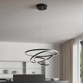 Lampada LED a sospensione Arcchio Albiona, nero, 3 anelli, Ø 80 cm Albiona Arcchio, dimmerabile, Nero, Cucina, Metallo, Moderno