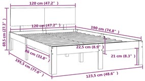 Giroletto Bianco in Legno Massello 120x190 cm Small Double