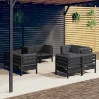 Set Divani da Giardino 8 pz con Cuscini Antracite Legno di Pino cod mxl 38636