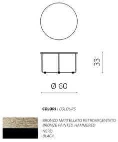 Tavolino tondo con piano vetro temperato effetto martellato Bronzo JON 60