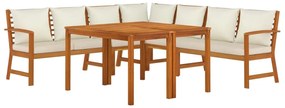 Set da pranzo giardino 7pz con cuscini legno massello di acacia