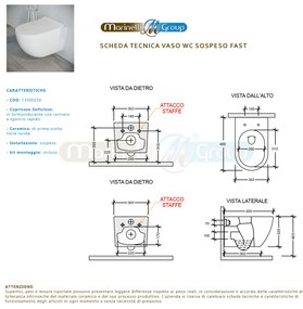 Bidet e Vaso WC Fast sospesi in ceramica completo di sedile softclose - Incluse