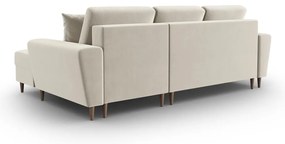Divano angolare beige allungabile e con contenitore (con penisola a destra/con chaise lounge) con rivestimento in velluto Kyoto – Cosmopolitan Design
