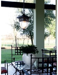 Redo 9399 - Lampadario da esterno a sospensione con catena BASEL 1xE27/42W/230V IP44 nero