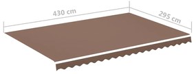 Tessuto di Ricambio per Tenda da Sole Marrone 4,5x3 m