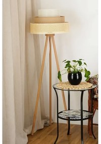 Brilagi - Lampada da terra CEDAR LUNETA 1xE27/15W/230V rattan/marrone/crema