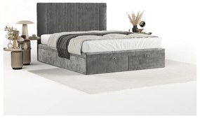 Letto matrimoniale imbottito grigio con spazio contenitivo 180x200 cm Mavel - Maison de Rêve