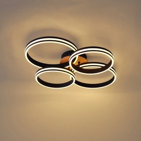 Plafoniera in legno con LED dimmerabile a 3 livelli 4 luci - Navara