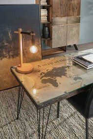 Credenza MANCHESTER in legno di mango e acciaio nero, 118x38x180 cm