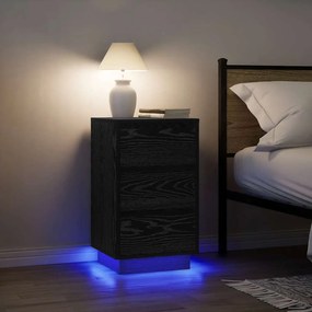 Comodino Con Luci Led Nero 38x34x65 Cm /