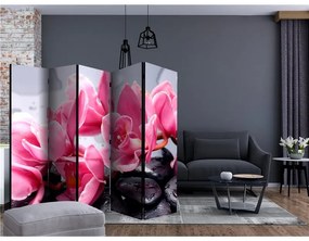 Paravento Orchid flowers with zen stones II [Room Dividers]