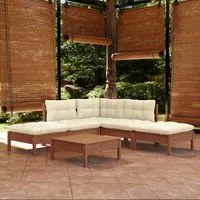 Set Divani da Giardino 6 pz con Cuscini Miele Legno di Pino cod mxl 38683