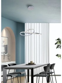 Lampadario LED glamour Kim cromo Ø58cm, luce naturale 3050 lumen, NOVECENTO