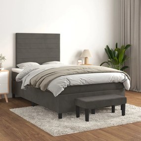 Giroletto A Molle Con Materasso Grigio Scuro 120x200 Cm Velluto /