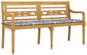 Panchina batavia con cuscino motivo grigio 150 cm massello teak