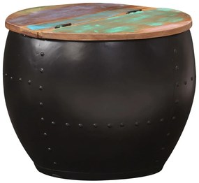Tavolino Da Salotto 53x43 Cm İn Legno Massello Di Recupero /