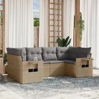 Set Divano da Giardino 6 pz con Cuscini Beige in Polyrattan 3220578