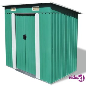 vidaXL Capanno da Giardino Verde Metallo