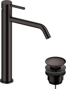 Rubinetto per lavabo collo alto Loop metalgun lucido SANYCCES con piletta