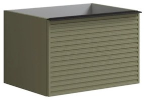 Mobile da bagno sotto lavabo Pixel stripes laccato opaco verde salvia e maniglia alluminio nero laccato opaco L 60 x H 40 x P 45.5 cm 1 cassetto, lavabo non incluso