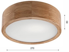 Envostar Caspian plafoniera, Ø 27 cm, IP54, rovere