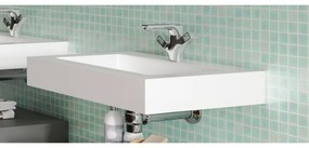 Lavabo consolle rettangolare L 60 x P 46 x H 10 cm in granito bianco