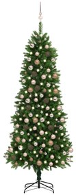 Albero di Natale Preilluminato con Palline 240 cm Verde