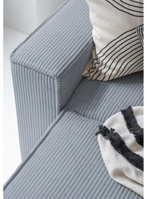 Divano letto angolare in velluto a coste grigio chiaro Brave Dave - Miuform