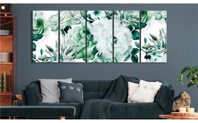 Quadro Rose Composition (5 Parts) Narrow Green  Colore Bianco, Dimensioni e Misure 225x90