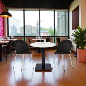 Sedia da pranzo in velluto Nero con gambe in metallo Cromo - PARIS 2 sedie