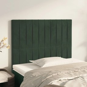 Testiera 2 pz verde scuro 80x5x78/88 cm in velluto