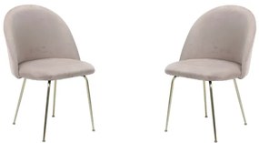 Sedia poltroncina in velluto Tortora con gambe in metallo Oro - PARIS 2 sedie