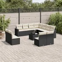 Set Divani da Giardino 12 pz con Cuscini Nero in Polyrattan 3251473