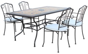 VENTUS - set tavolo in cm 160 x 90 x 74 h con 4 poltrone Ventus