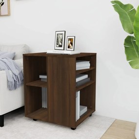 Armadietto con ruote rovere marrone 60x53x72 cm in legno