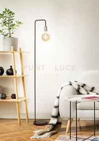 Piantana in metallo verniciato nero opaco + ottone invecchiato vect...