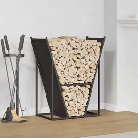 Rastrelliera Per Legna Da Ardere Nera 69,5x35x81 Cm /